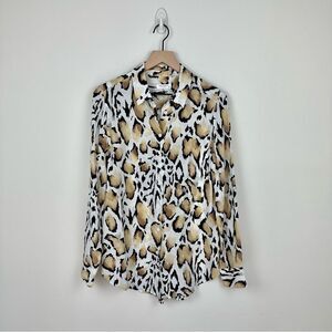 Equipment 100% Silk Leopard Print Button Down Blouse, M